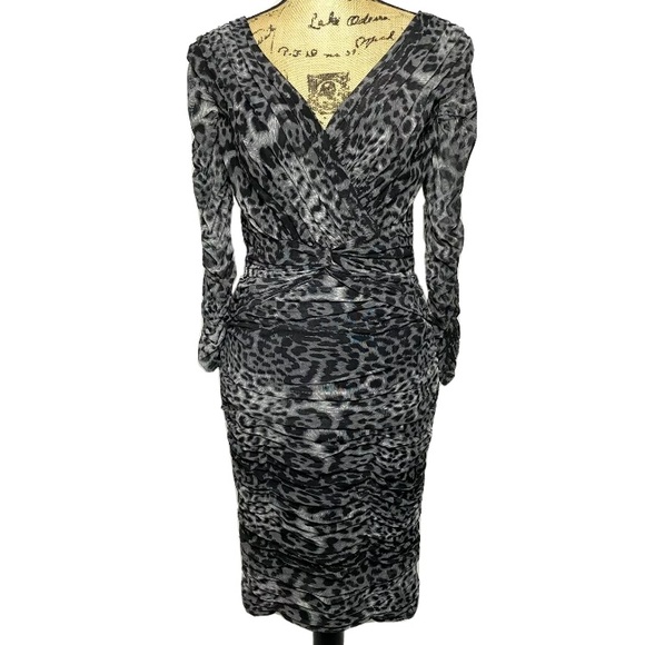 Tadashi Shoji Gray Leopard Cheetah Print Bodycon Dress - Picture 1 of 11